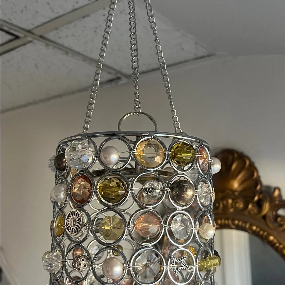 Crystal and Beaded Chandelier Decor Sun Catcher Celestial 70s Vibe